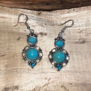 Turquoise and Silver Color New Dangle Earrings New for The Season